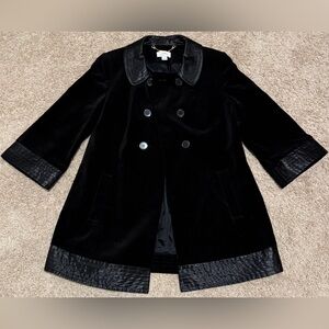 Ann Taylor Loft Size Medium Black Velvet Double Breasted Peacoat